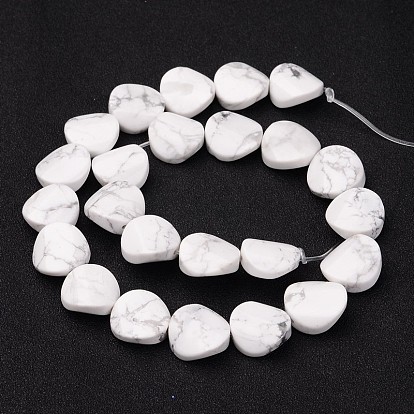 Natural Howlite Bead Strands, Twist Round, 16x6mm, Hole: 1mm, about 24pcs/strand, 15.4 inch