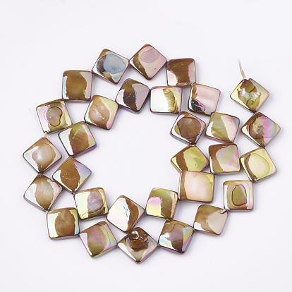 AB Color Freshwater Shell Beads Strands, Dyed, Rhombus