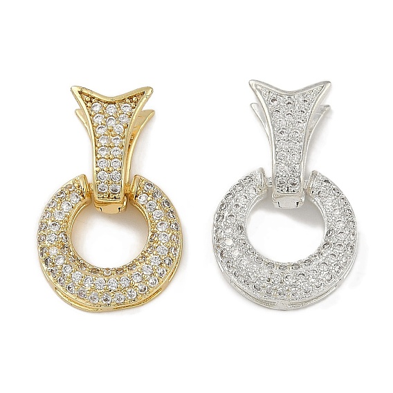 Застежки-«рыбий хвост» из латуни с микропаве из прозрачных кубических цирконий