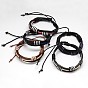 Trendy Unisex Casual Style Waxed Cord and Leather Bracelets, 56mm