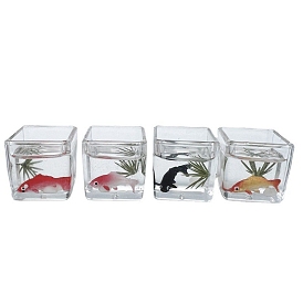 Plastic Koi Fish Tank Ornaments, Micro Landscape Home Dollhouse Accessories, Pretending Prop Decorations, Square
