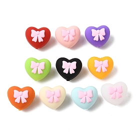3D Silicone Beads, Focal Beads, Heart with Bowknot