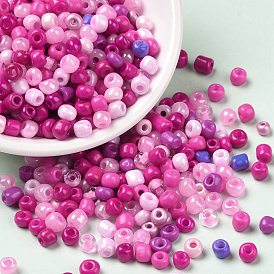 Perles de rocailles en verre de couleurs intérieures opaques et transparentes, trou rond, ronde