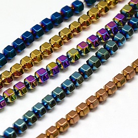Electroplate Non-magnetic Synthetic Hematite Beads Strands, Hexagon, 4x4mm, Hole: 1mm, about 97pce/strand, 15 inch