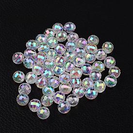 Faceted Eco-Friendly Transparent Acrylic Round Beads, AB Color
