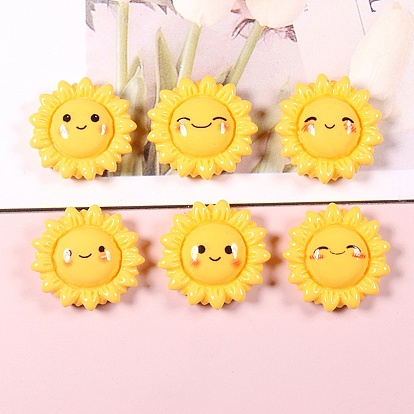 Непрозрачные кабошоны из смолы, подсолнечника с улыбкой на лице