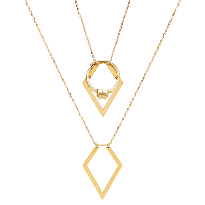 1колье с подвеской в виде ромба из нержавеющей стали, ожерелья из цепочки Ring Keeper Cable для женщин