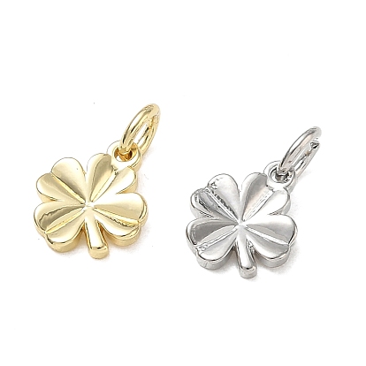 Brass Charms, Clover Charms, Cadmium Free & Lead Free, Rack Plating, Long-Lasting Plated