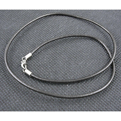 Черный кожаный шнур ожерелье решений, с латунной фурнитурой и сплавочными застежками