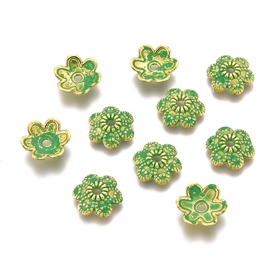 Tibetan Style Alloy Bead Caps, Lead Free & Cadmium Free, 6-Petal Flower