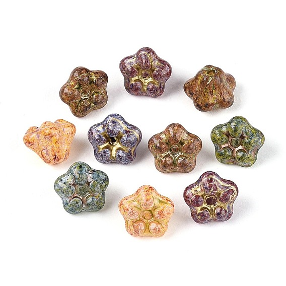 Краска для запекания Пикассо и стеклянные бусины, инкрустированные золотым металлом, цветок колокольчик