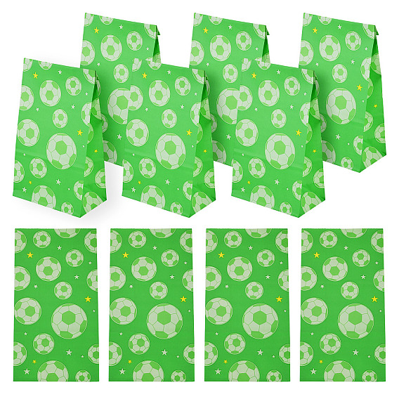 15Pcs Football Pattern Paper Bakery Bags, Food Grade Food, Candy Bags, Rectangle