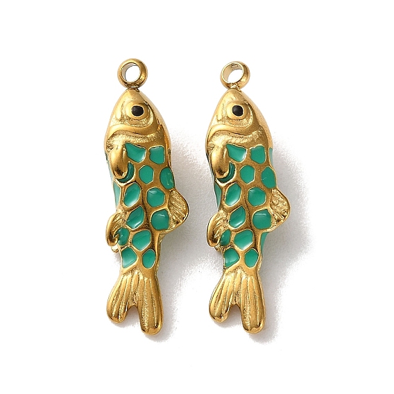 304 подвески из нержавеющей стали, с эмалью, рыбы прелести, ионное покрытие (ip)