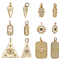 12 шт 6 стили латунные подвески, с кубического циркония
