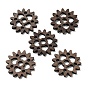 Walnut Wood Hollow Pendants, Gear Charms with Heart, Undyed