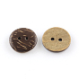 2 -hole boutons de noix de coco plats et ronds, 15x3mm, Trou: 2mm