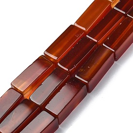 Natural Carnelian Beads Strands, Dyed and Heated, Cuboid