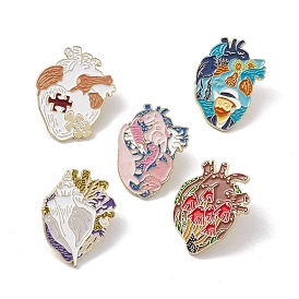 Anatomical Heart Enamel Pin, Light Gold Alloy Brooch for Backpack Clothes