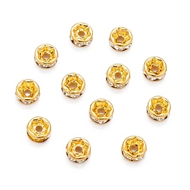 Brass Rhinestone Spacer Beads, Grade A, Straight Flange, Rondelle, 5x2.5mm, Hole: 1mm