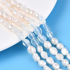 Опаловые самородки и нити из культивированного пресноводного жемчуга