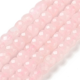 Natural Rose Quartz Beads Strands, Faceted, Cube