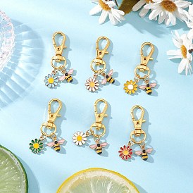 Подвесные украшения из сплава с эмалью в виде цветов и пчел, с цинковым сплавом застежками омаров коготь