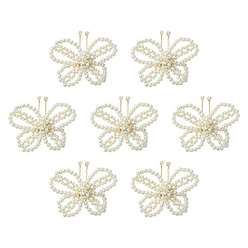 8 шт. АБС-пластик, имитация жемчужных бусин, украшения, аксессуары, бабочка, с медной проволокой