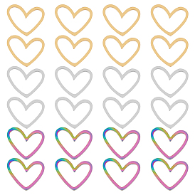 24шт. 3 цвета 201 соединительные кольца из нержавеющей стали, лазерная резка, асимметричное сердце