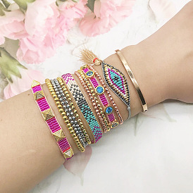 Miyki Diamond Arrow Bracelet Set for Women - Simple and Fashionable Beaded Bracelets with Micro Inlaid Diamonds