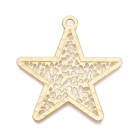 Rack Plating Alloy Big Pendants, Star Charms, Lead Free & Nickel Free & Cadmium Free