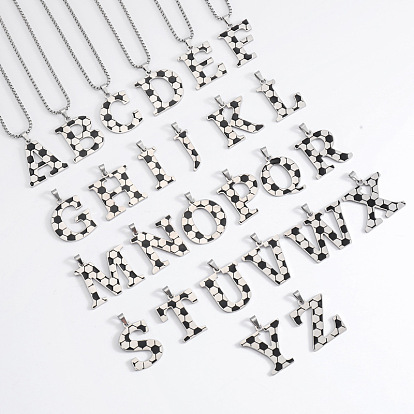 201 Кулон-подвеска из нержавеющей стали с инициалом футбольного мяча для мужчин и женщин, цвет нержавеющей стали, белого и черного