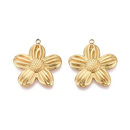 304 подвески из нержавеющей стали, цветочный шарм, ионное покрытие (ip)