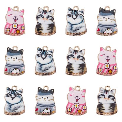 40 шт 5 стили подвески из сплава с принтом, кошка