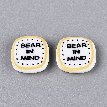 Печатные непрозрачные бусины из смолы, квадратный