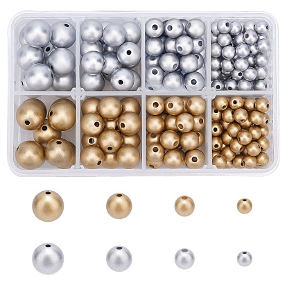 Matte Style Spray Painted Acrylic Beads, Round