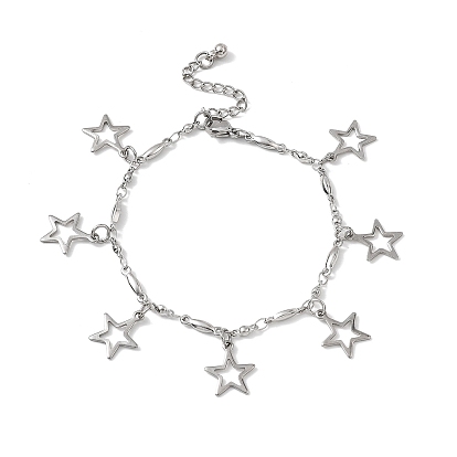 304 из нержавеющей стали Браслеты шармов, декоративная цепочка из шариков для женщин, звезда