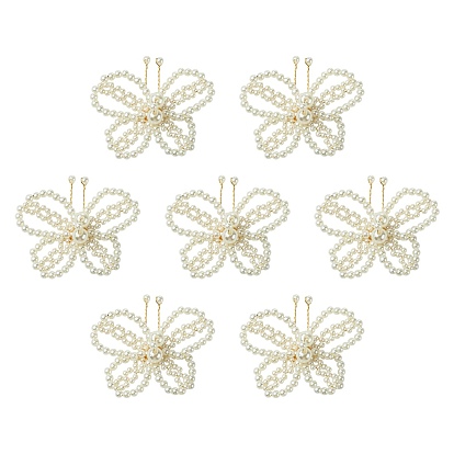 8 шт. АБС-пластик, имитация жемчужных бусин, украшения, аксессуары, бабочка, с медной проволокой