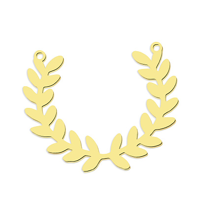 201 Stainless Steel Pendant Links, Laser Cut, Leaf