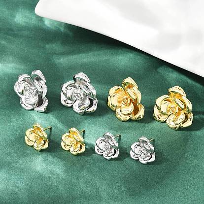 Латунь серьги, цветок, без кадмия и без свинца, стойки покрытие, долговечный