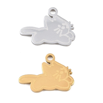 304 Stainless Steel Pendants, Cat Shape Charms, Hand Polished