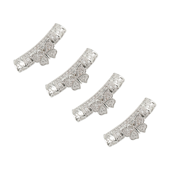 Brass Micro Pave Cubic Zirconia Tube Beads