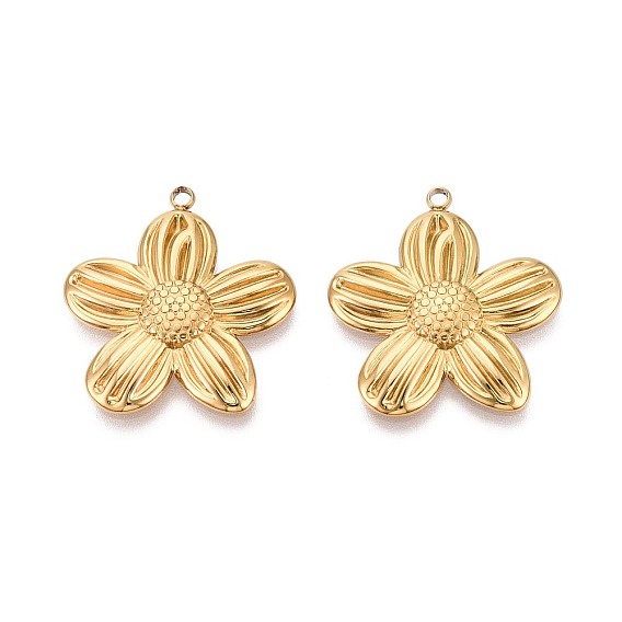 304 подвески из нержавеющей стали, цветочный шарм, ионное покрытие (ip)