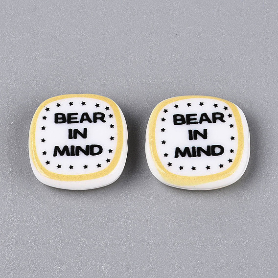 Печатные непрозрачные бусины из смолы, квадратный