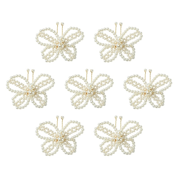 8 шт. АБС-пластик, имитация жемчужных бусин, украшения, аксессуары, бабочка, с медной проволокой