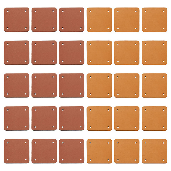 30 шт. 2 цвета 4- отверстия этикетки из искусственной кожи, для джинсов своими руками, , обуви, аксессуары для шляп, квадратный