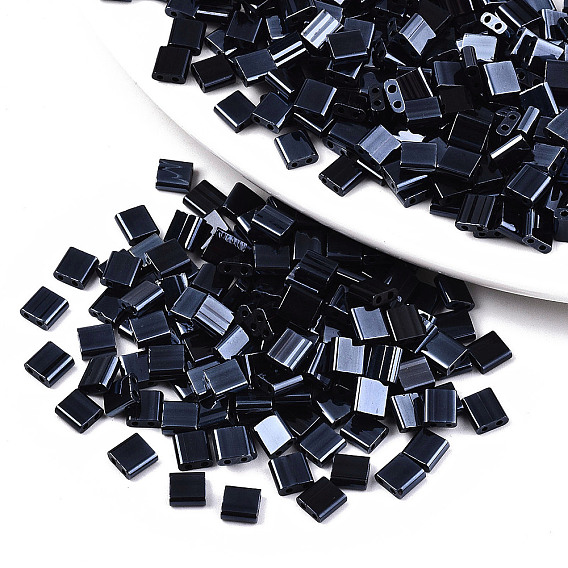 Стеклянный бисер с отверстиями fgb 2, непрозрачных цветов lustered, квадратный