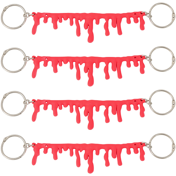 4 шт. украшения на Хэллоуин из ПВХ в виде капель крови на обуви с железными кольцами, платина