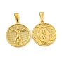Ионное покрытие (ip) 304 подвески из нержавеющей стали, плоский круглый с подвеской в виде святого/Иисуса, религия