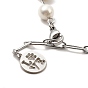 304 Stainless Steel Link Bracelet with CCB Pearl Beaded Chains for Women