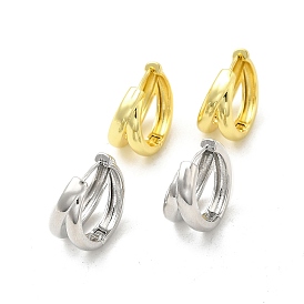 Brass Double Line Hoop Earrings for Women